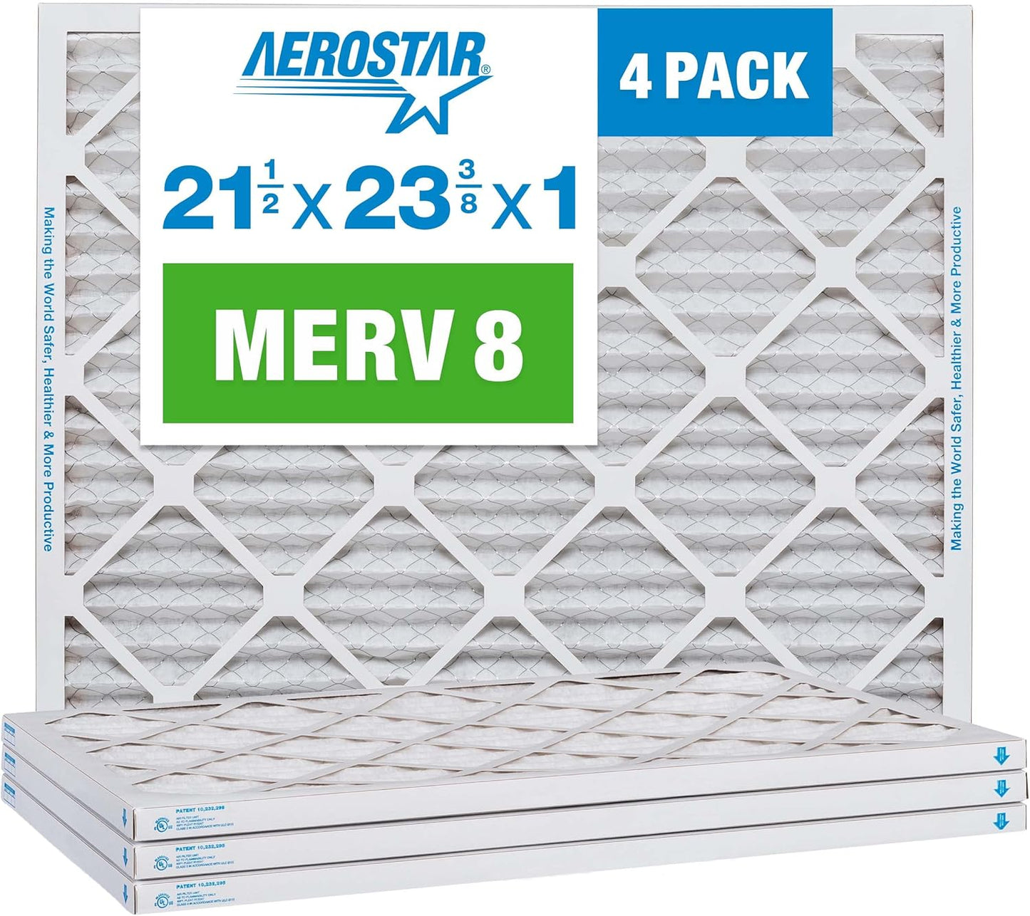 Aerostar MERV 8 Pleated Air Filter 4-Pack, Enhanced Air Quality