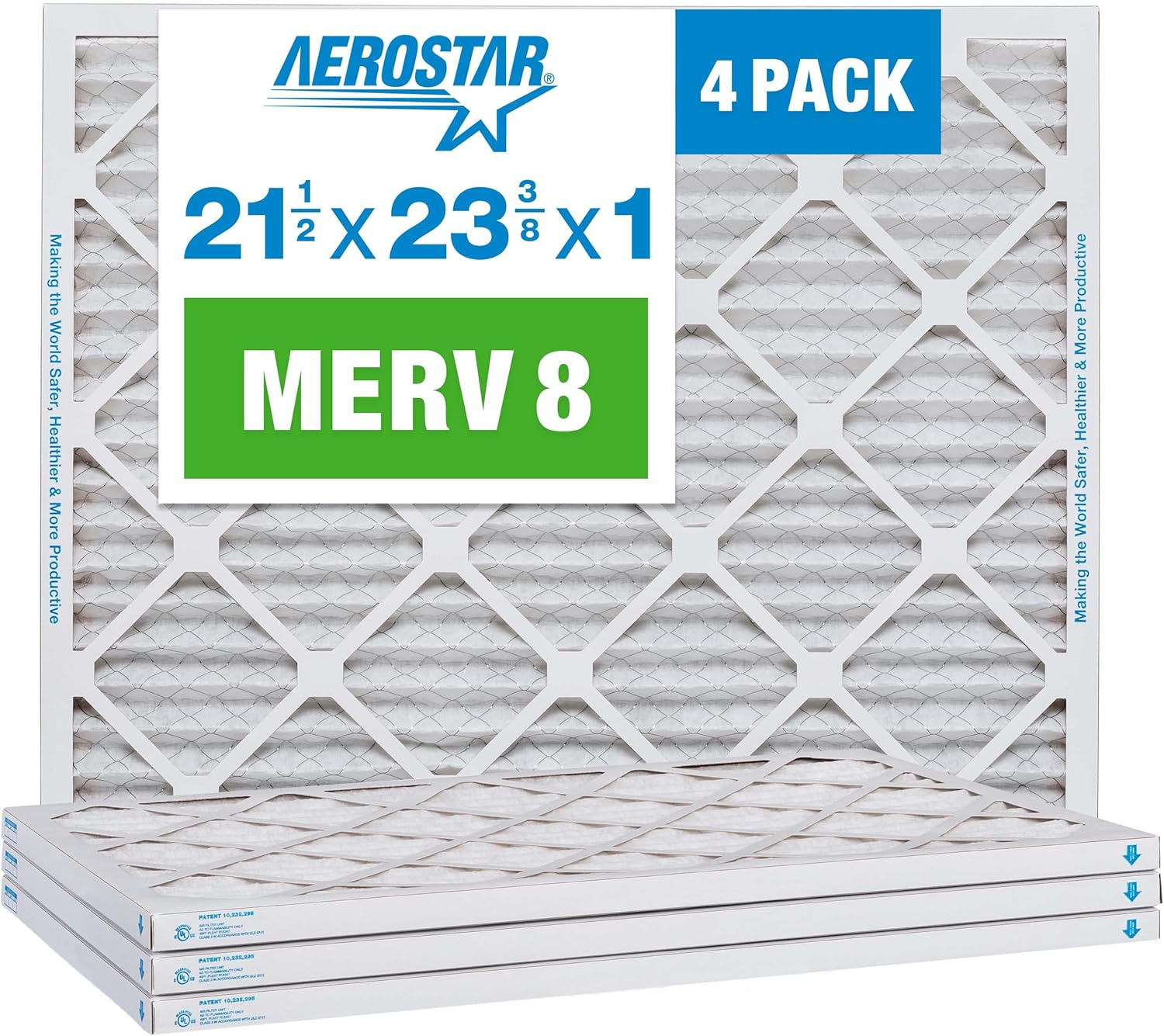 Aerostar MERV 8 Pleated Air Filter 4-Pack, Enhanced Air Quality