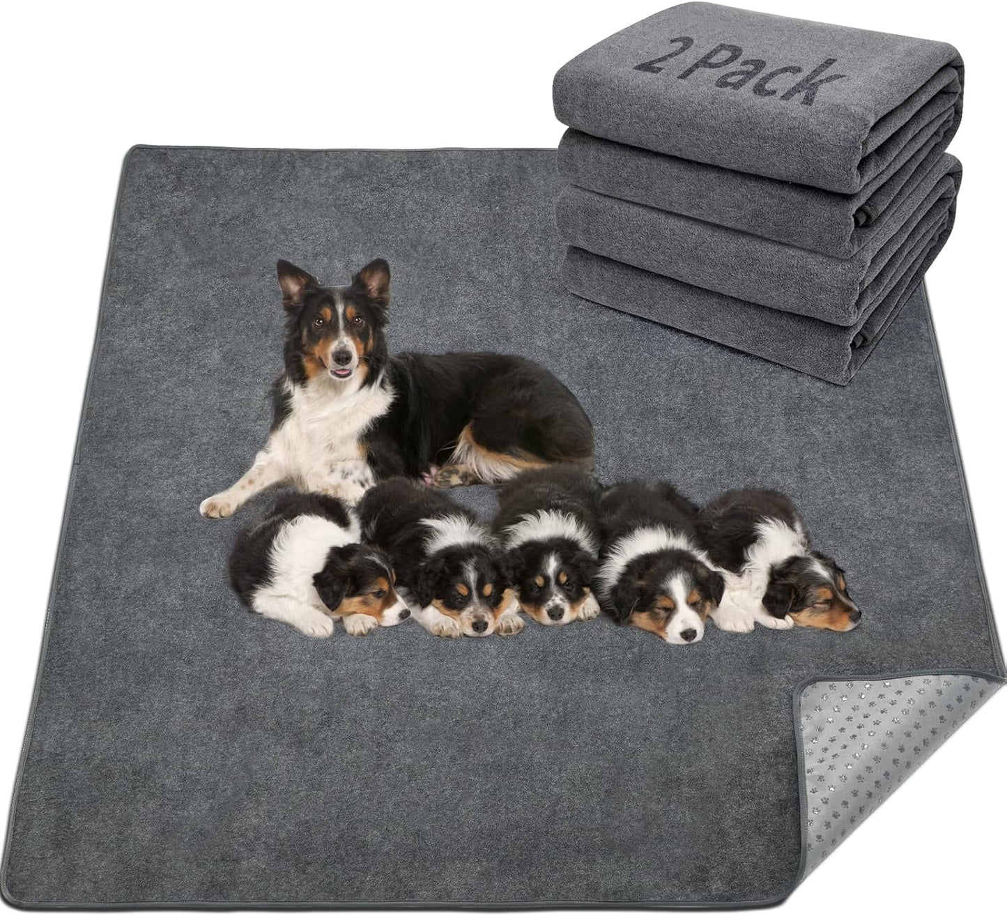 LOOBANI Extra Large Reusable Dog Mat for Floor - 36x48 in Gray