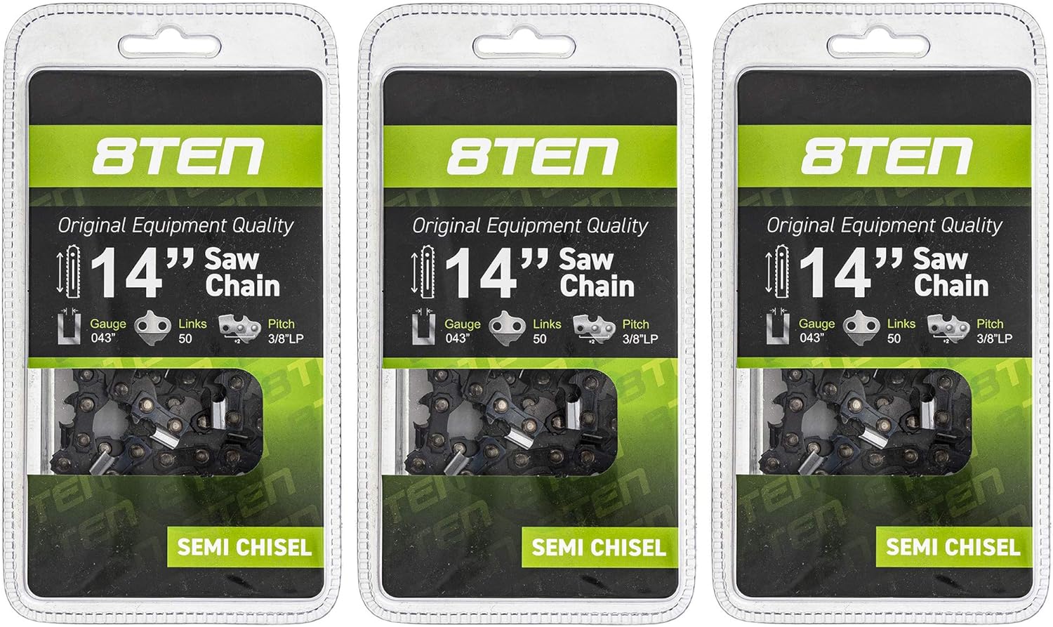 8TEN Chainsaw Chain for Stihl Husqvarna 14 in 3 Pack