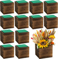 Wood Cube Planter Box 12 Set - Rustic Square Wood Vases