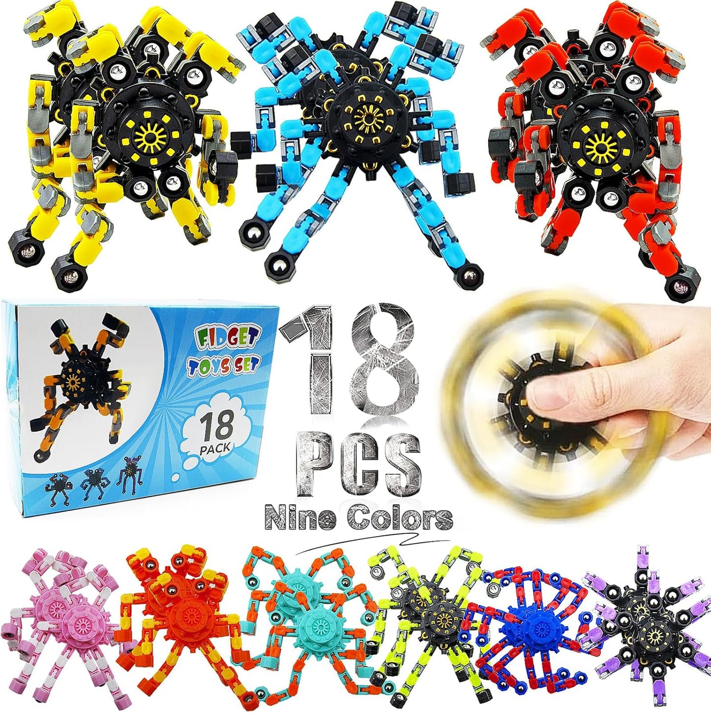 YIZER Transformable Fidget Spinners - Stress Relief Fun!