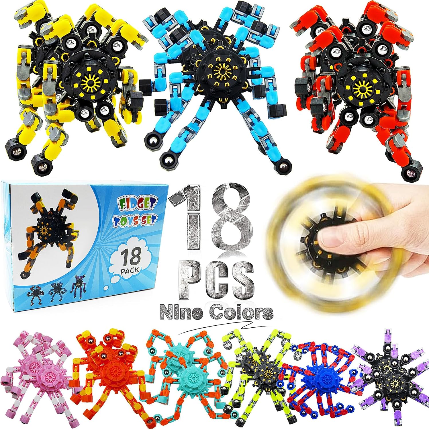YIZER Transformable Fidget Spinners - Stress Relief Fun!