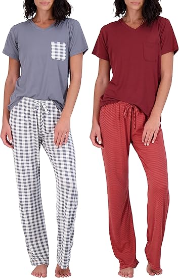 Real Essentials Womens Pajama Set: Super-Soft Short & Long Sleeve