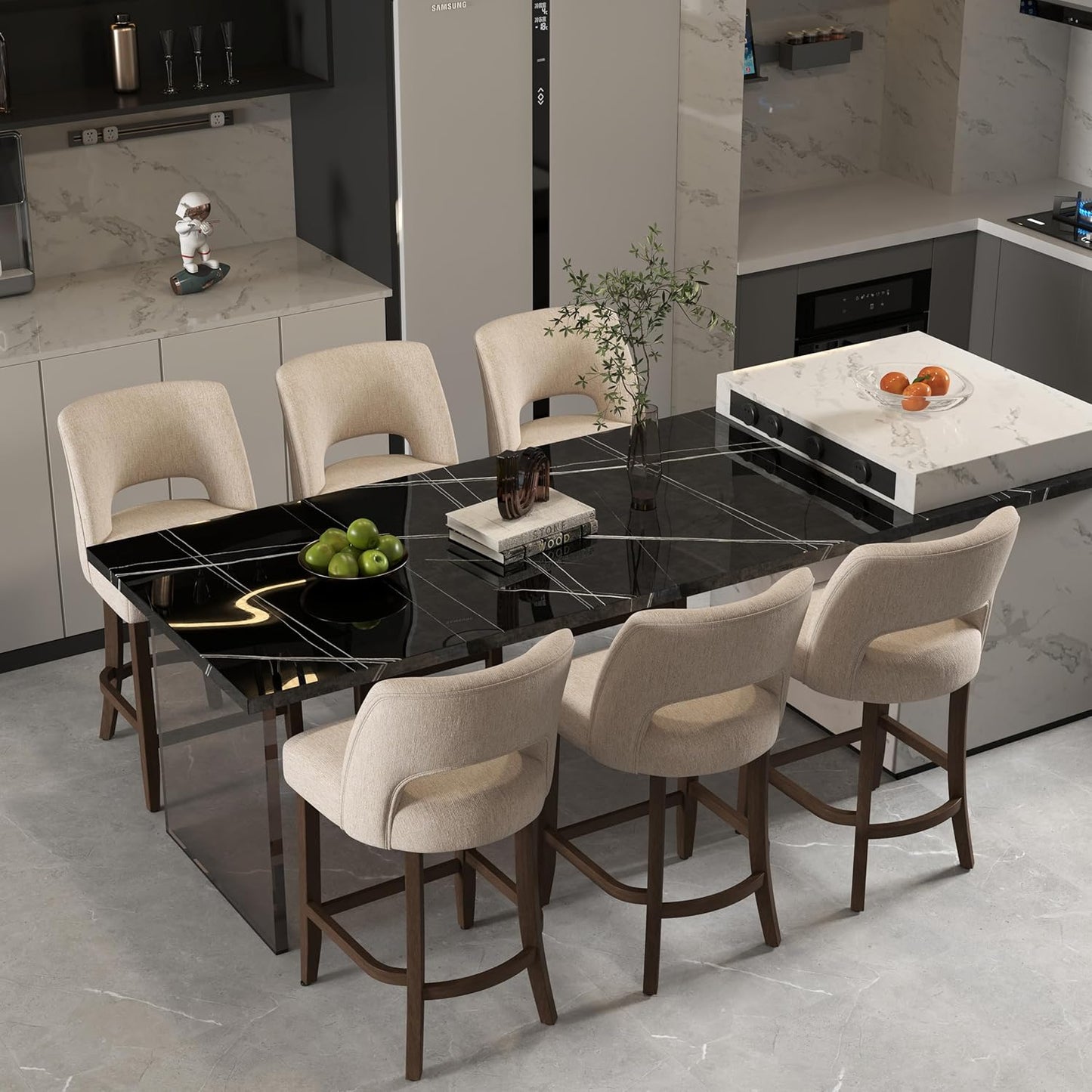 VKNOW Bar Stools Set of 6 for Kitchen Island Dining Room