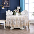 90 Round Lace Tablecloth Macrame Vintage Embroidered Table Cover