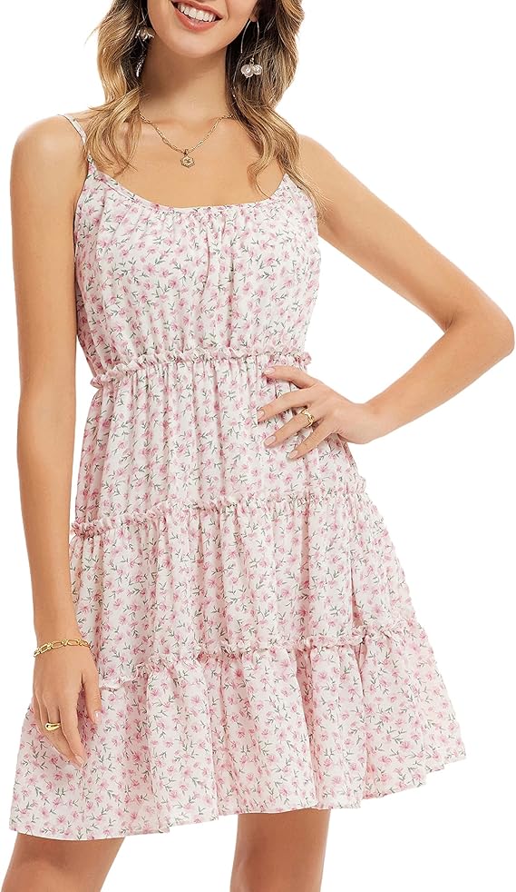 GRACE KARIN Women's Spaghetti Strap Floral Dress for Summer