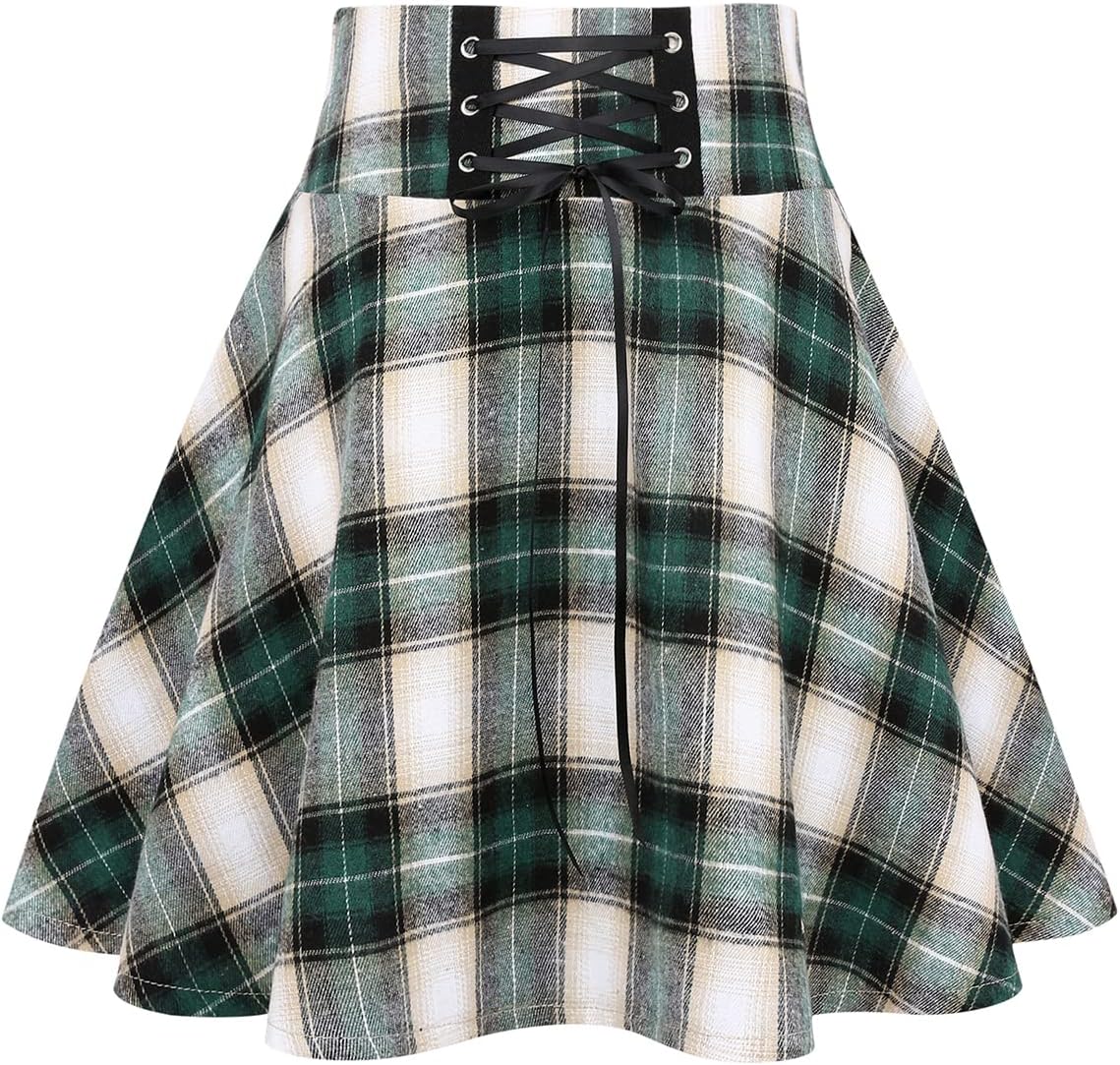 Gothic Plaid Mini Skirts for Women - High Waist Fashion Style