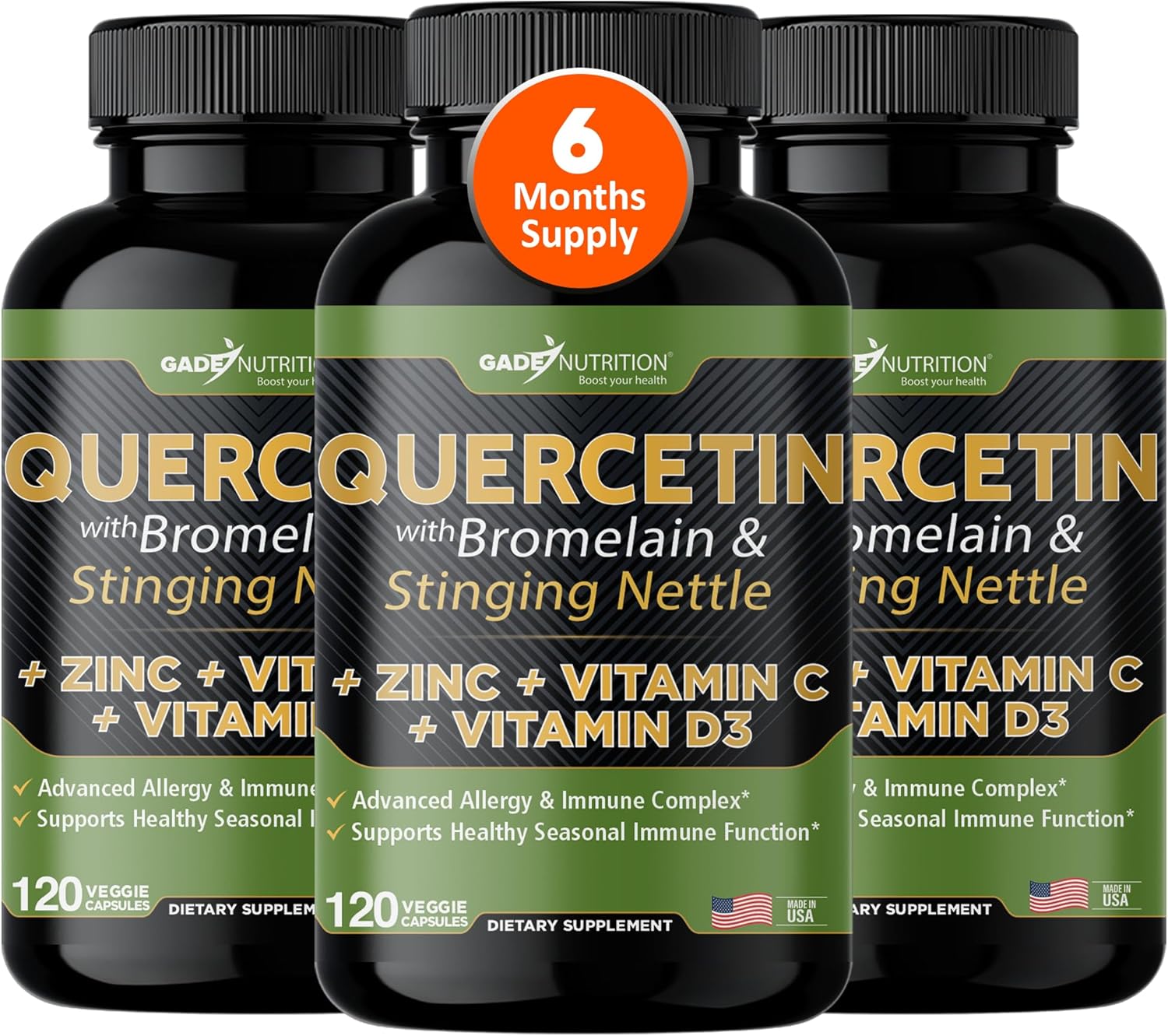 Gade Nutrition Quercetin with Vitamin C, Zinc & Nettle Support