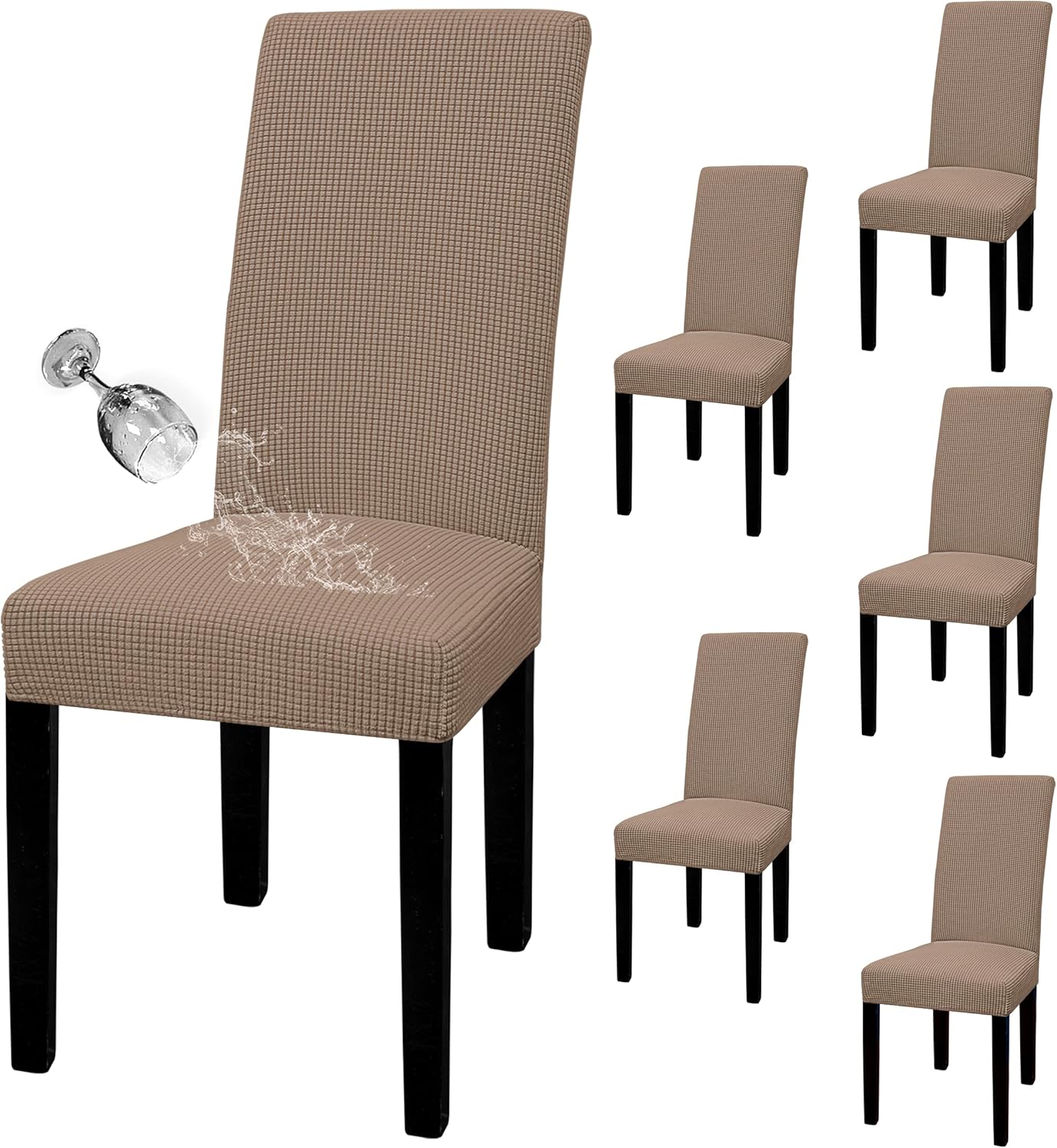 Waterproof Dining Room Chair Cover Set of 6 for Parson Chairs