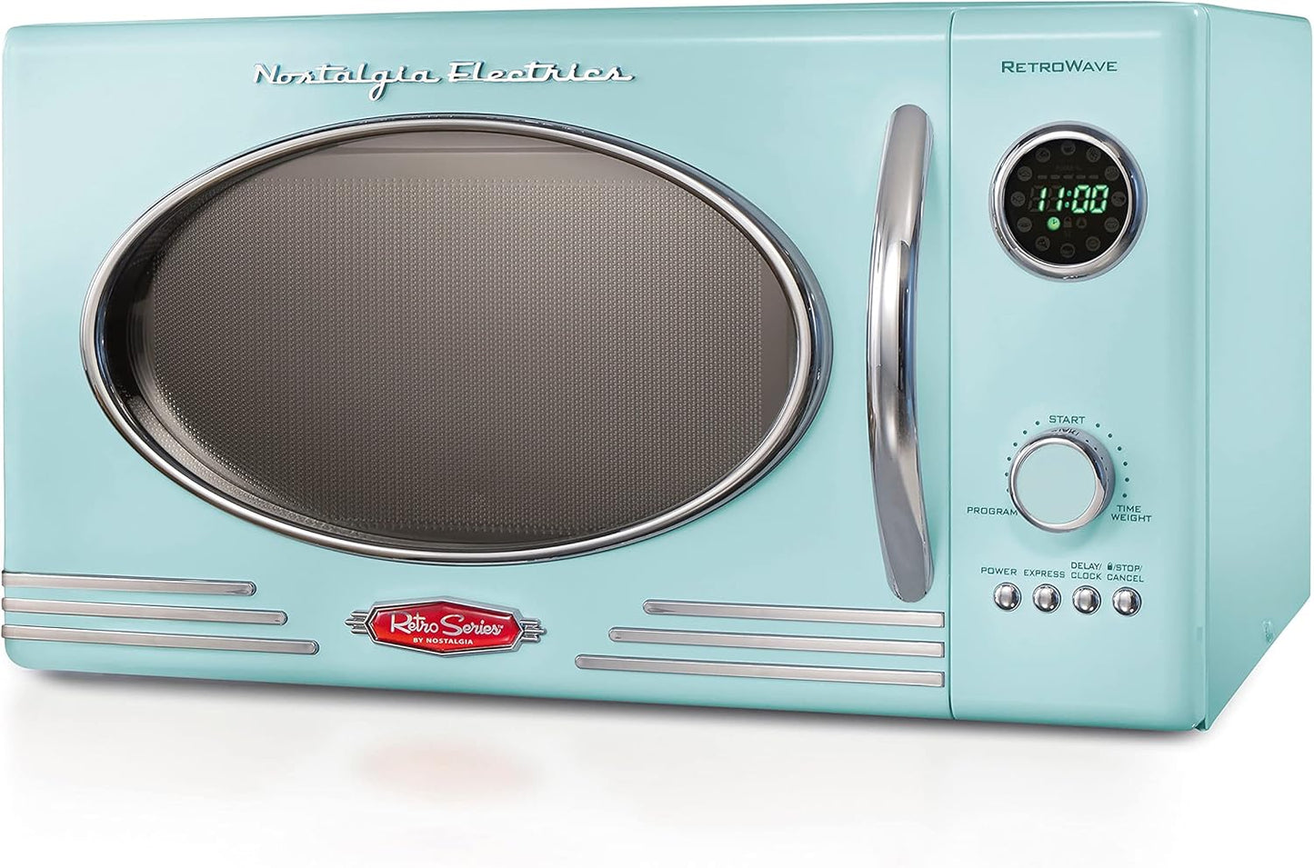 Aqua Retro Microwave Oven: Auto Shut Off Feature