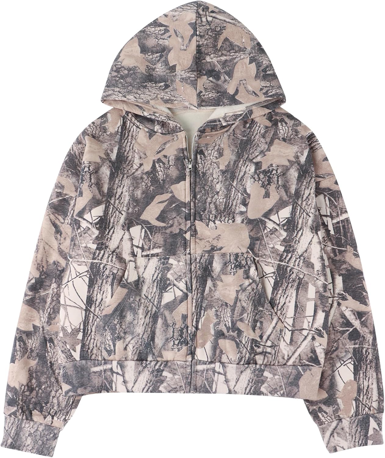 OLAPTA Women's Camo Hoodie - Cozy Fleece, Stylish Maple Leaf Print