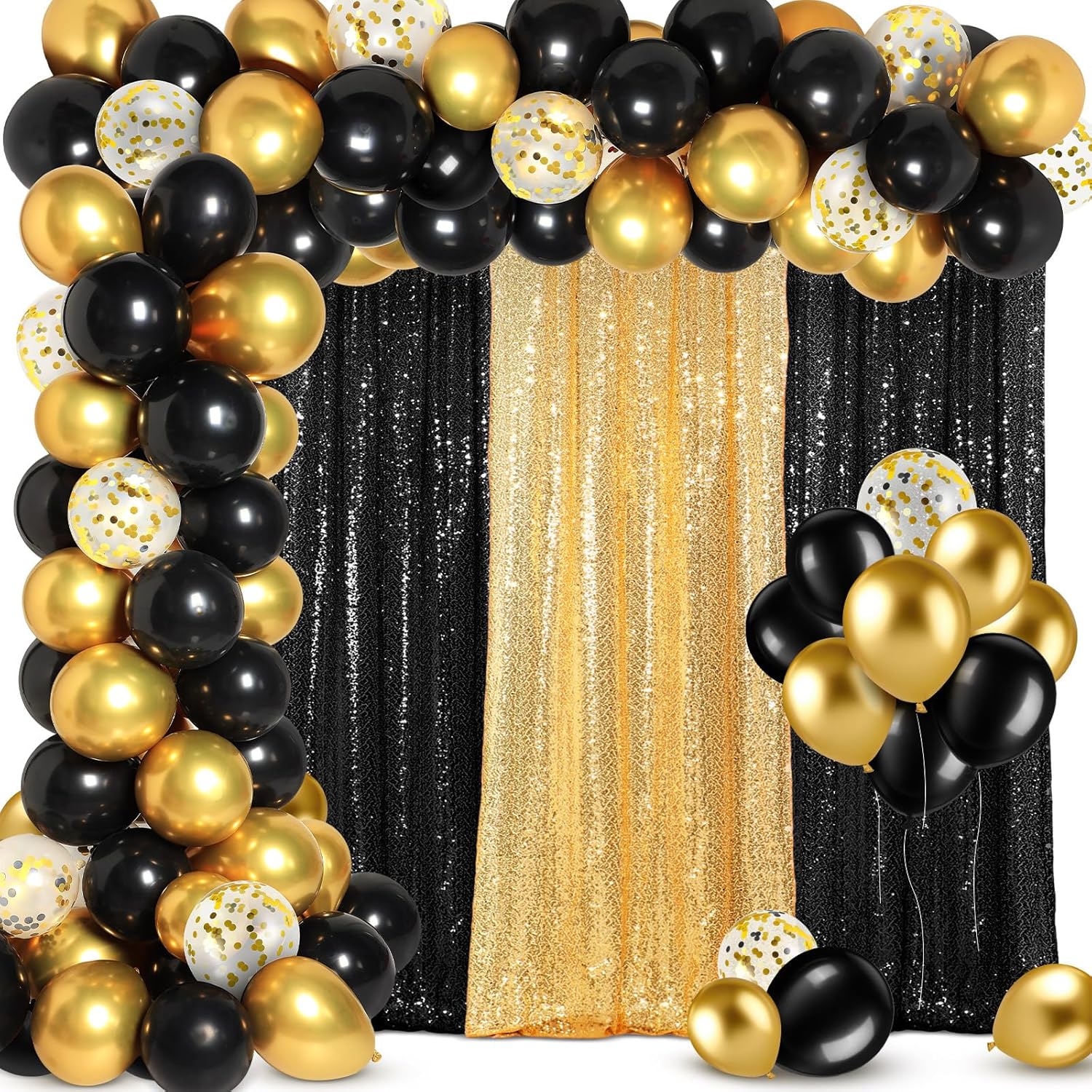 137 Pcs Black Gold Backdrop Kits for Stunning Party Decor