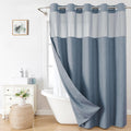 Linen Textured Shower Curtain with Snap-in Fabric Liner - Ringless