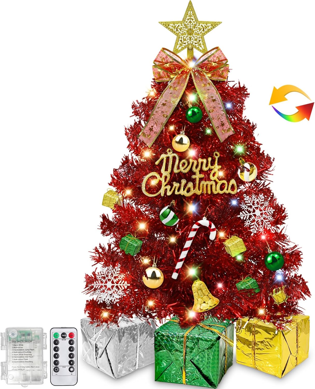 Dual Color Change Remote Control 24 Inch Tabletop Christmas Tree