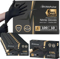 FifthPulse 6 Mil Black Nitrile Gloves - Heavy Duty Mechanic & Food