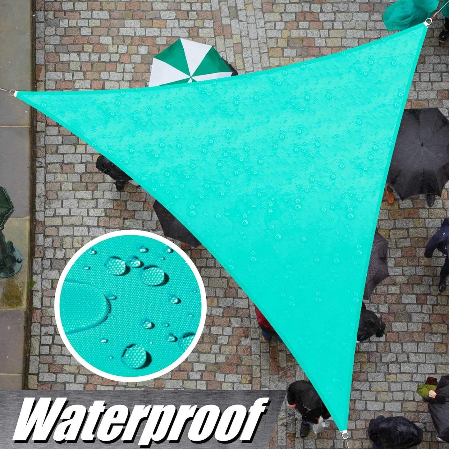 Custom Size Turquoise Triangle Waterproof Sun Shade Sail for Outdoors