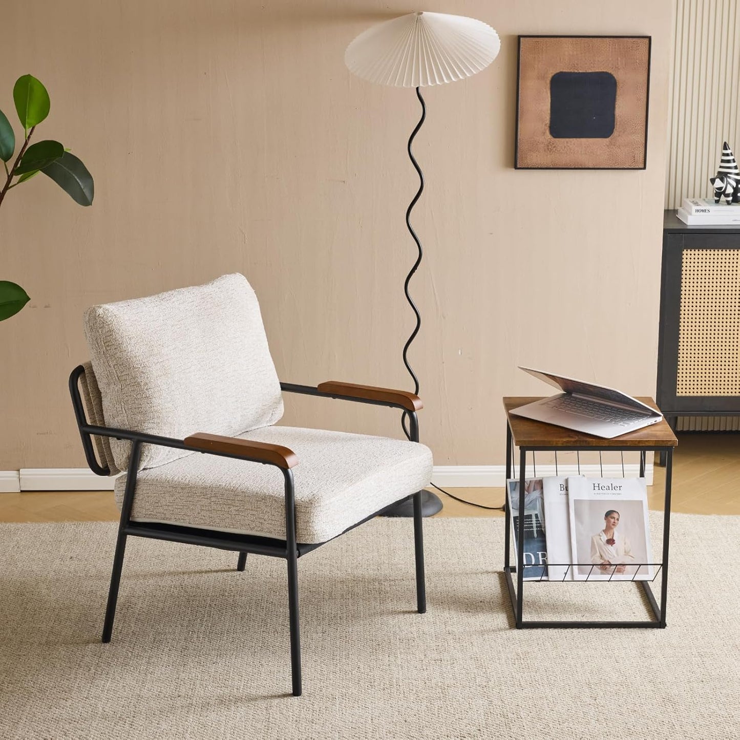 VINGLI Modern Accent Chair - Comfy Wood Armchair