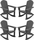 Modern Rocking Adirondack Chair Set of 4 - Weatherproof Patio Rockers