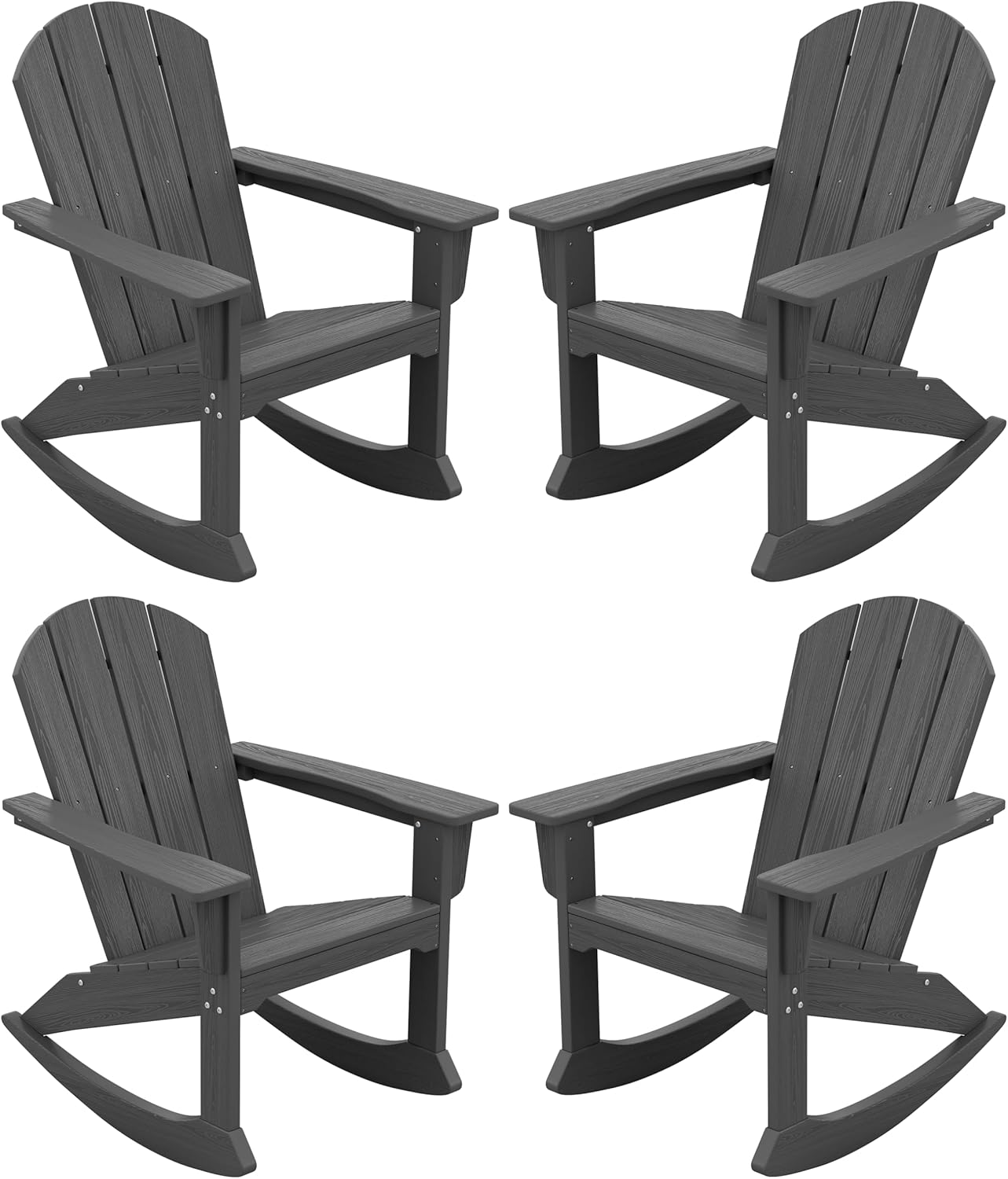 Modern Rocking Adirondack Chair Set of 4 for Indoor Outdoor Use