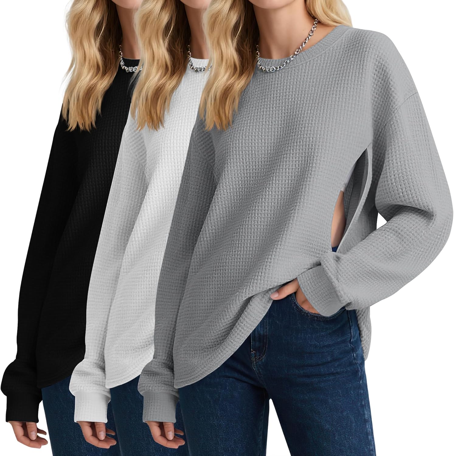 3 Pack Women's Oversized Nursing Tops for Comfortable Feeding