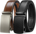 Ratchet Leather Belt For Men 2 Pack - Adjustable Dress & Casual