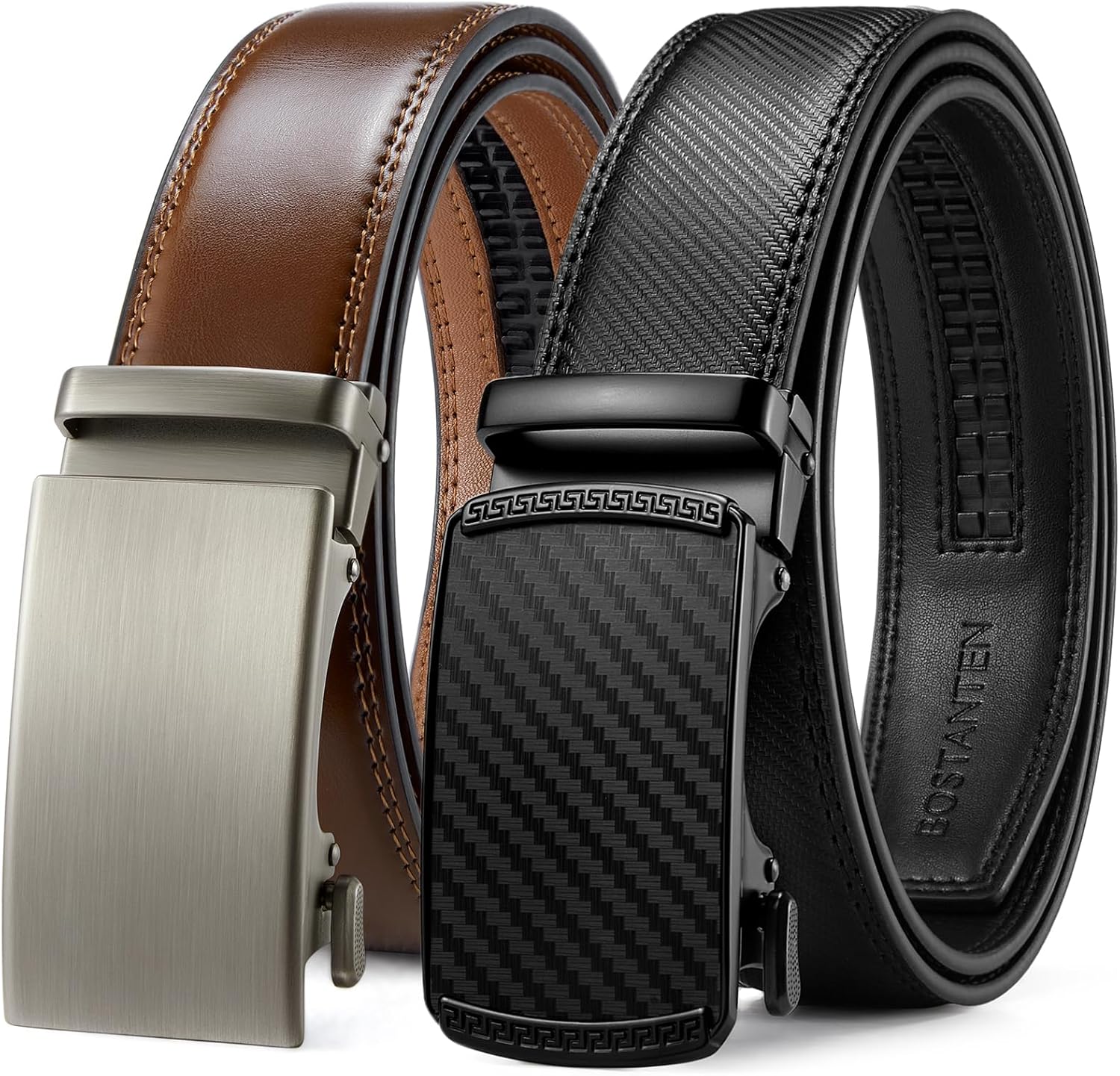 BOSTANTEN Ratchet Leather Belt for Men - Adjustable & Stylish