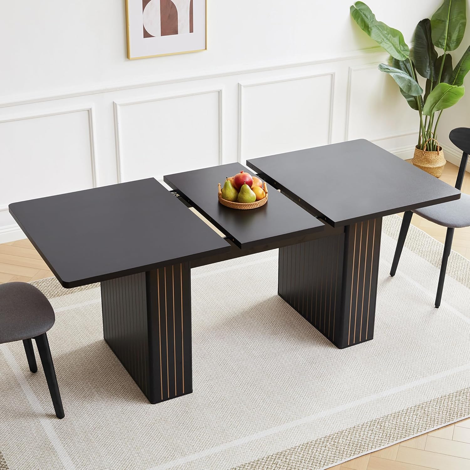 55 in Extendable Rectangular Dining Table for Modern Homes