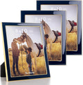 8x10 Navy Blue Enamel Picture Frame with Gold Edge - Elegant Display