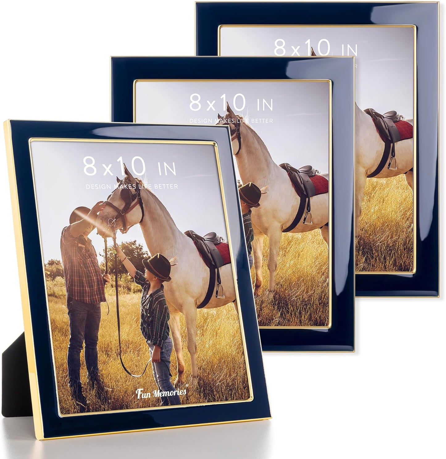 Fun Memories 8x10 Picture Frame Set - Navy Blue Enamel Design