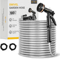 Gotron 100 ft Heavy Duty Metal Garden Hose with 9 Function Nozzle