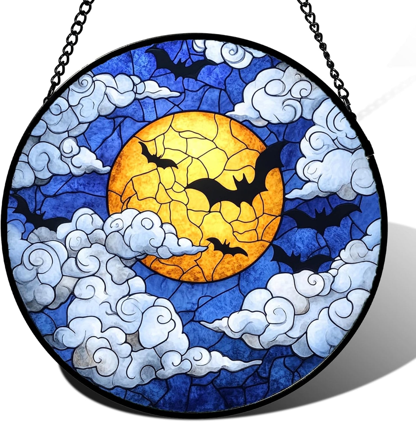 Stained Glass Window Hanging for Halloween Decor - 15 in Suncatcher