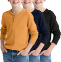 Boy's Henley Long Sleeve Waffle Thermal Shirts 3-Pack - Comfortable it