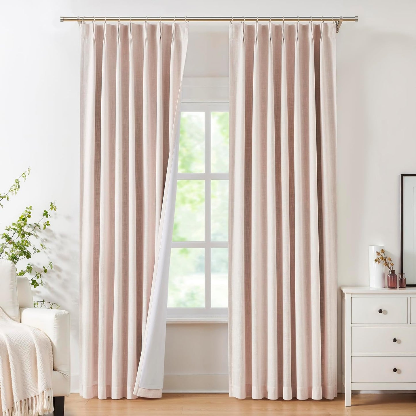 Pink Pinch Pleated Full Blackout Curtains for Luxurious Living