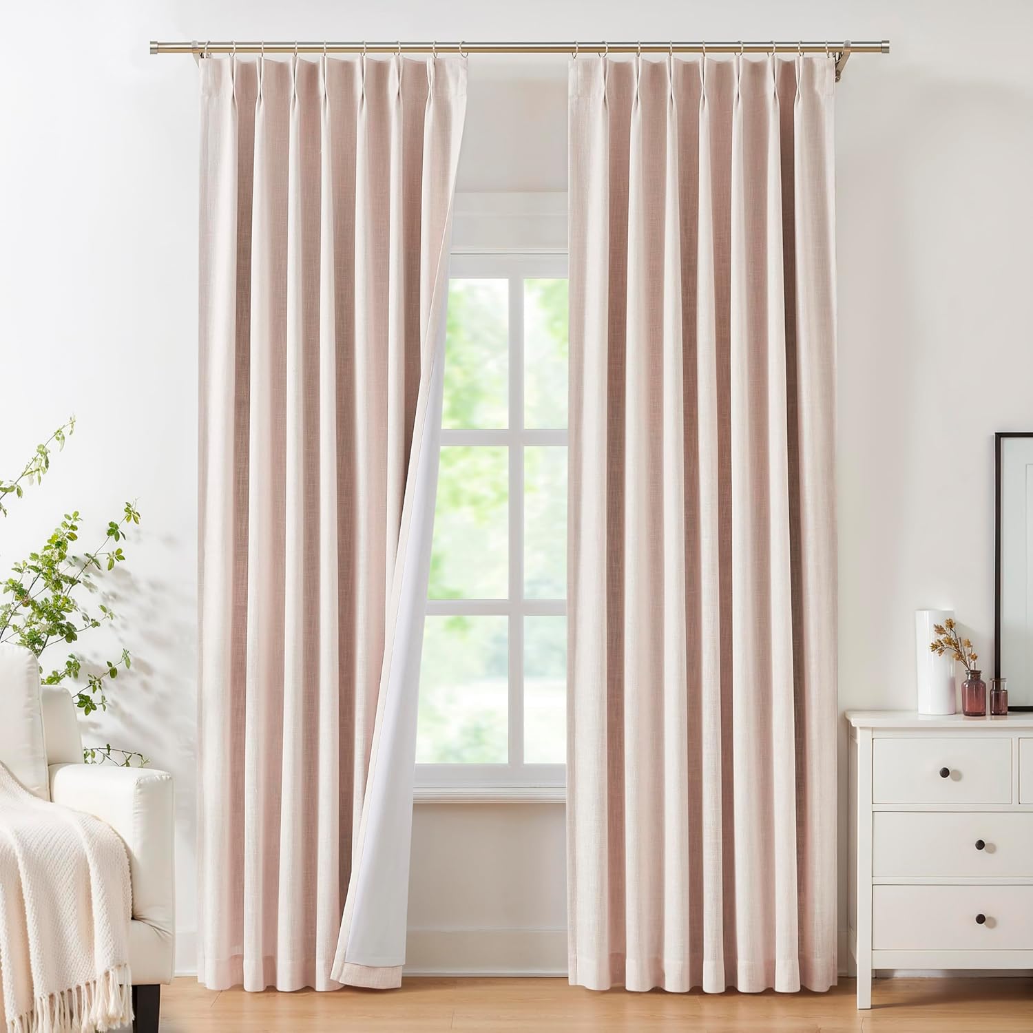 Pink Pinch Pleated Full Blackout Curtains for Luxurious Living