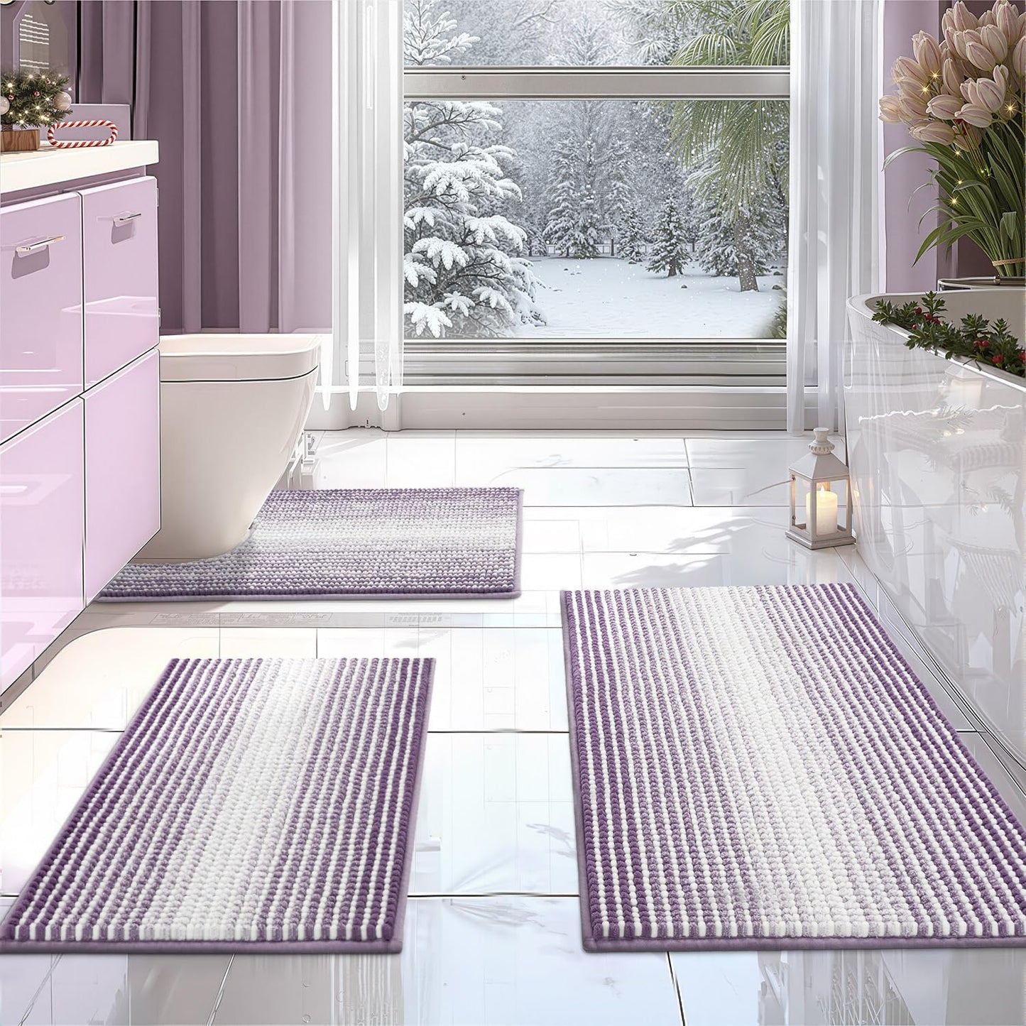 Premium Chenille Bathroom Rugs Set for Ultimate Comfort