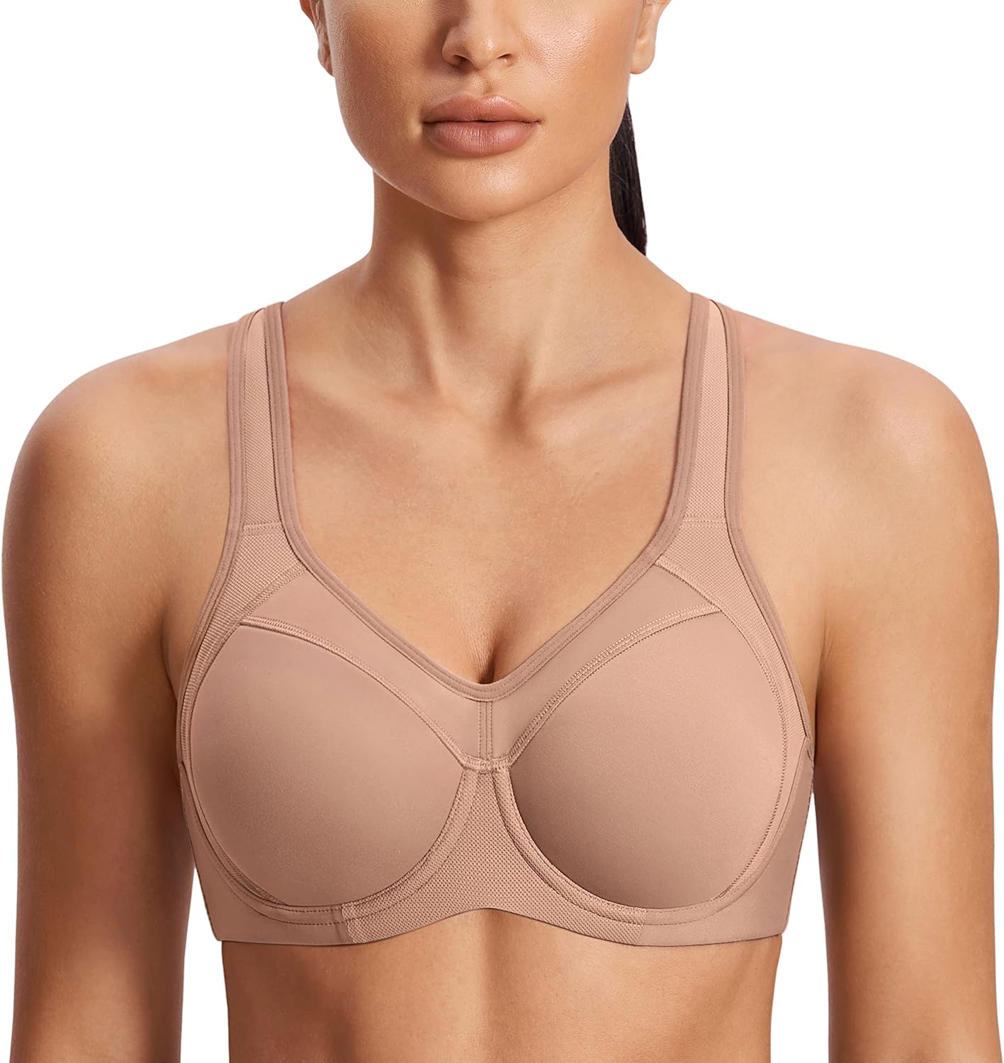 SYROKAN Women's Full Support High Impact Racerback Sports Bra