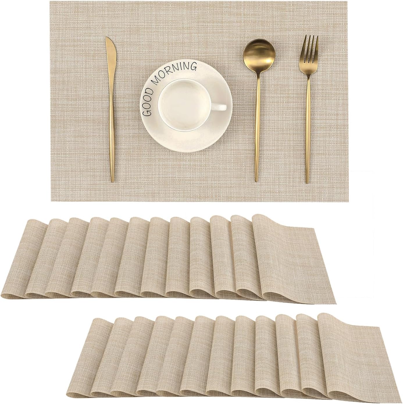 Leetaltree Beige Placemats Set of 24 for Dining Table Use