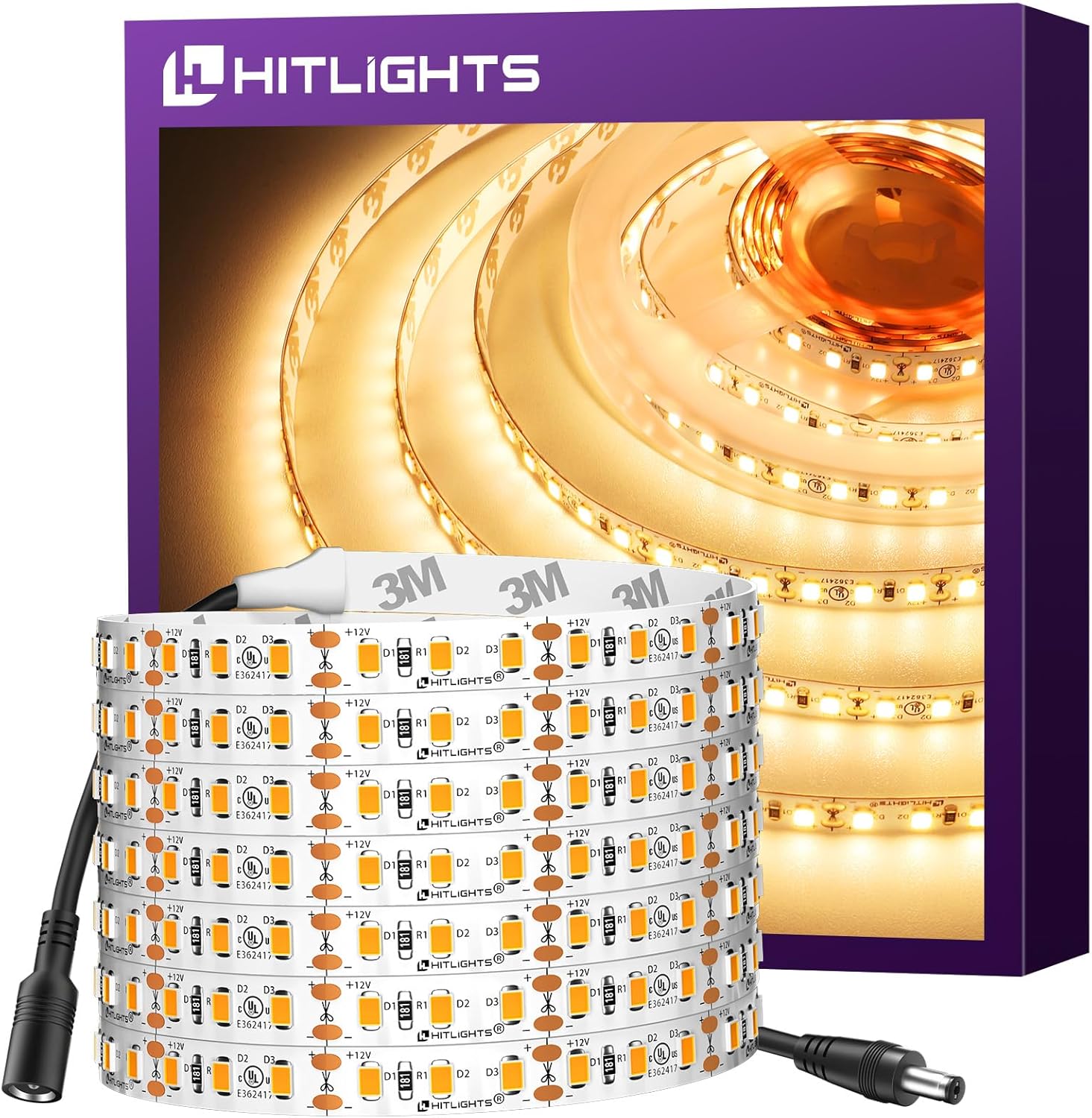 HitLights LED Strip Lights Warm White 3000K for Any Space
