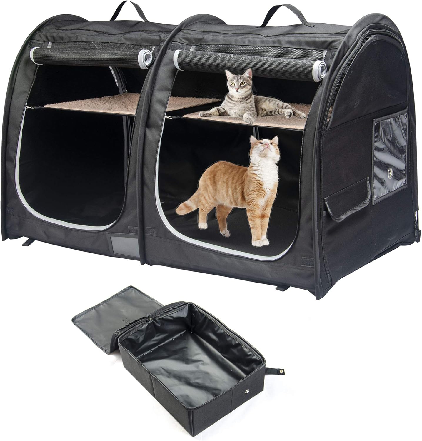 Mispace Portable Twin Compartment Cat Cage for Travel and Home