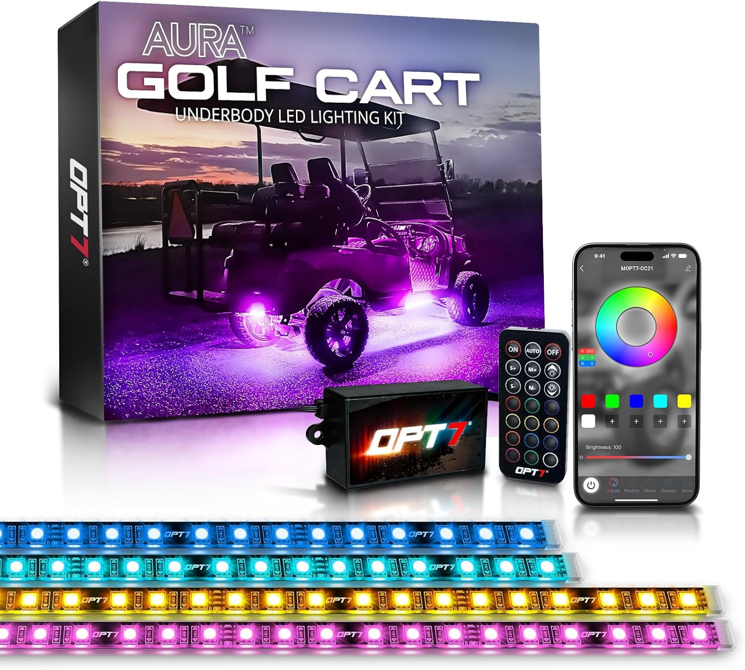 OPT7 Aura Golf Cart Underglow LED Light Strips for Every Vibe