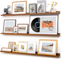Picture Ledge Wall Shelves 56 in Width Set of 3 - Rustic Solid Pine
