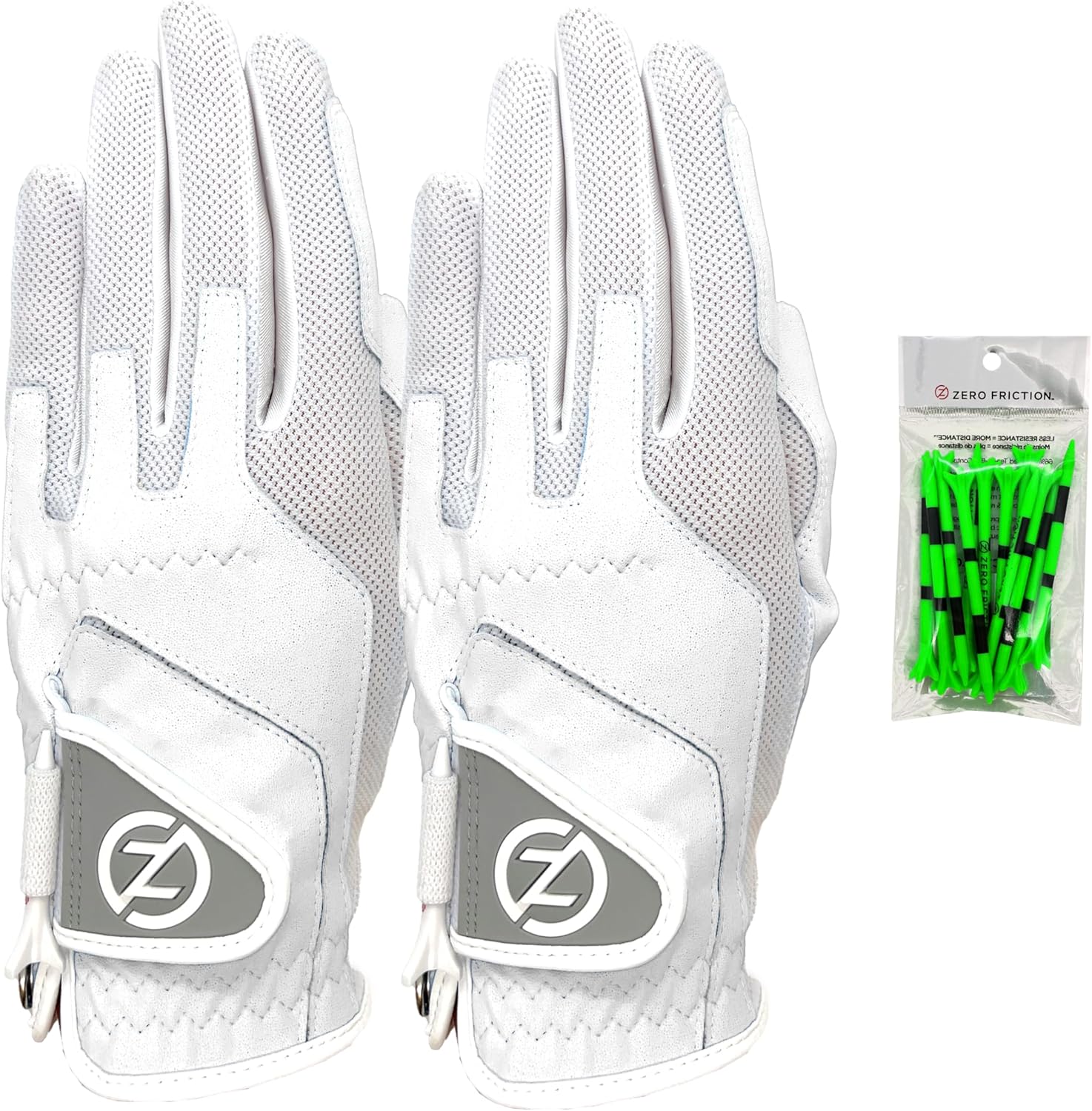 Zero Friction Ladies Copper-Infused Golf Glove 2 Pack, Anti-Slip Grip, Free Tee Pack!