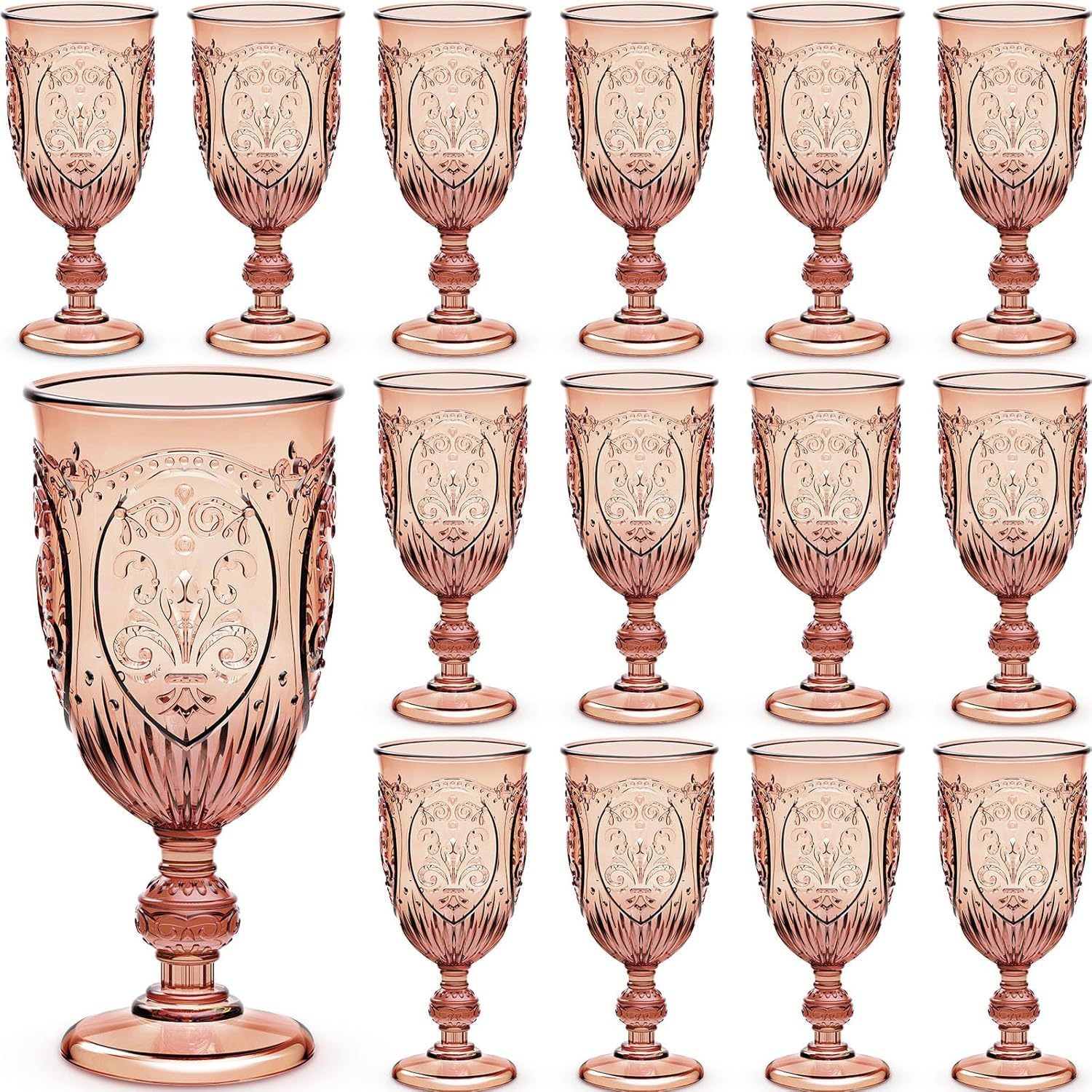 24 Pcs Vintage Plastic Goblets for Elegant Events and Parties