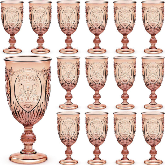 24 Pcs Vintage Plastic Goblets for Elegant Events and Parties