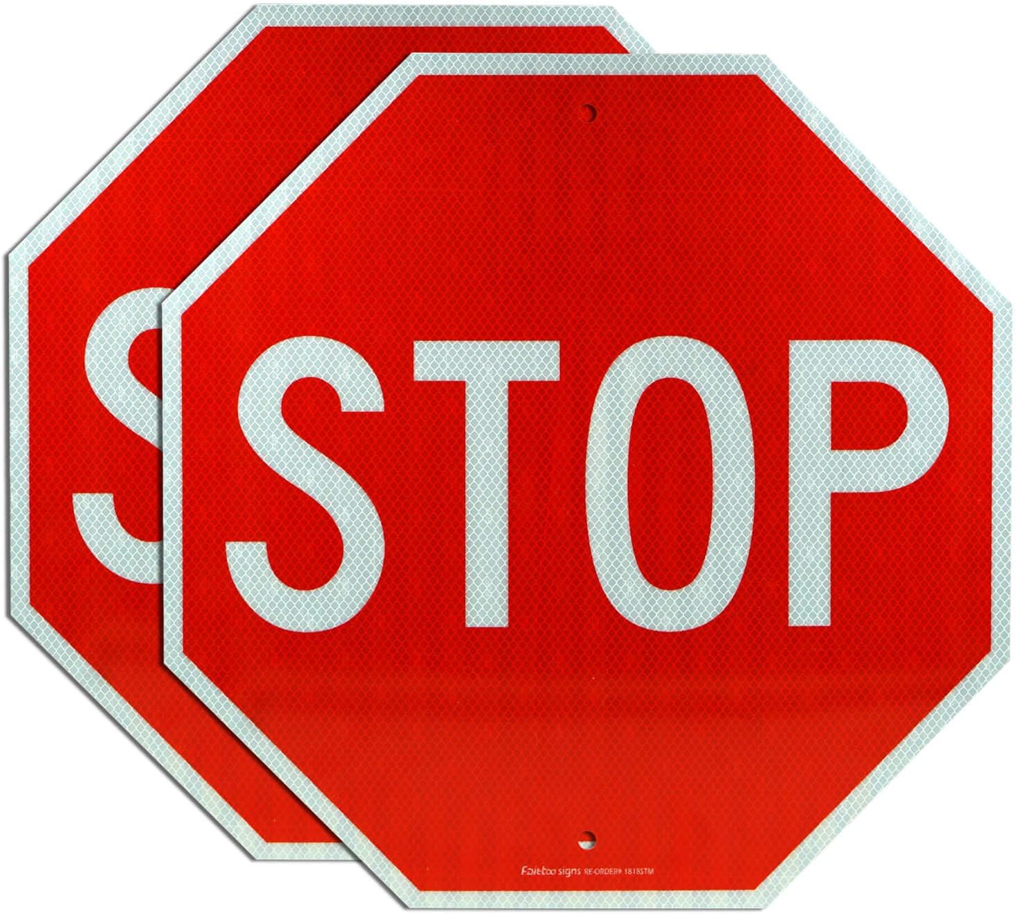 Faittoo Stop Signs 24 x 24 Inches Reflective Aluminum Warning Signs