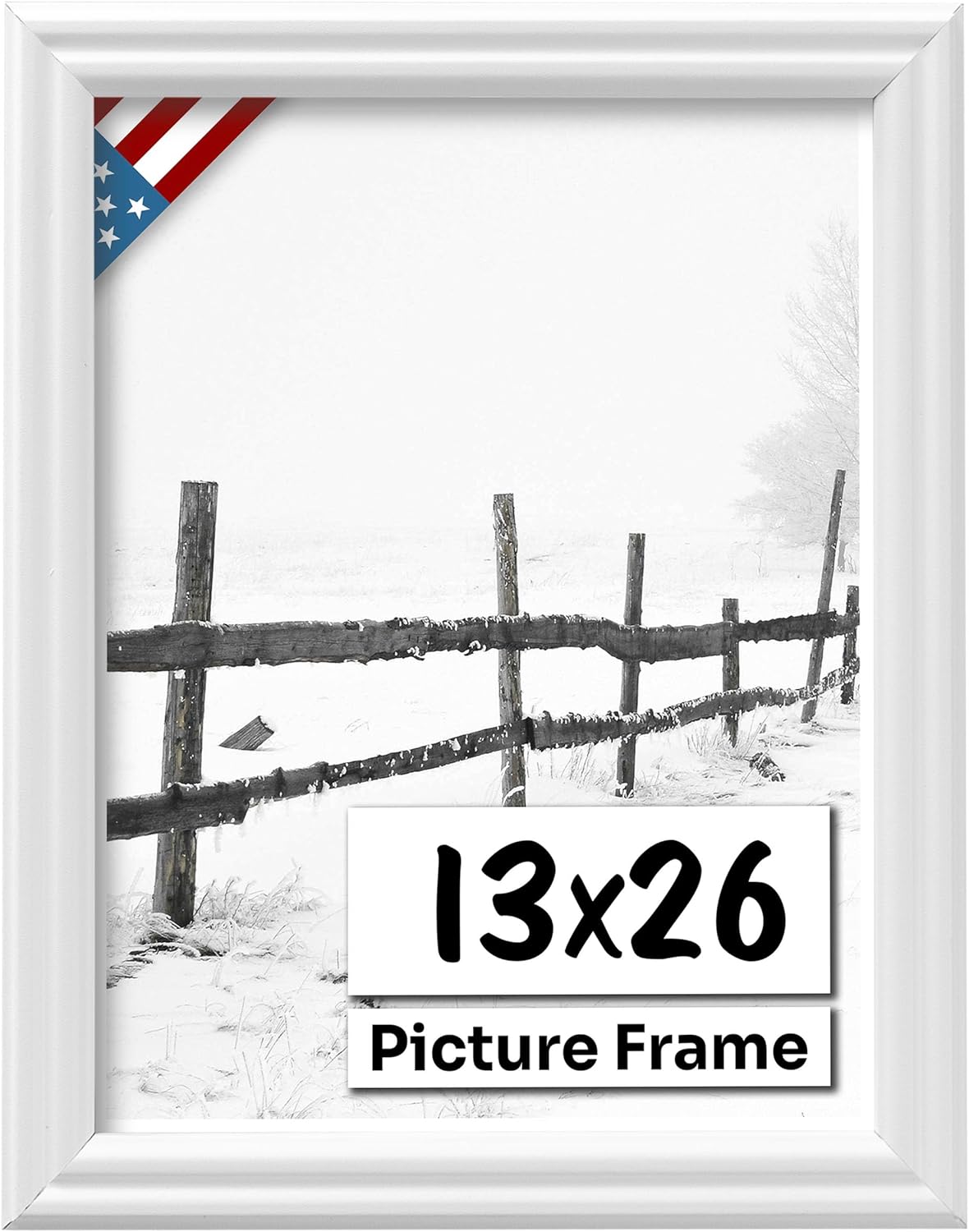 White 13x26 Picture Frame with UV-Blocking Plexiglass for Art