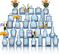 Glass Bud Vases Set of 32 Blue Assorted Small Mini Vases - Bulk