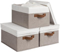 StorageWorks Large Storage Bins with Lids 3-Pack - Foldable Decorative