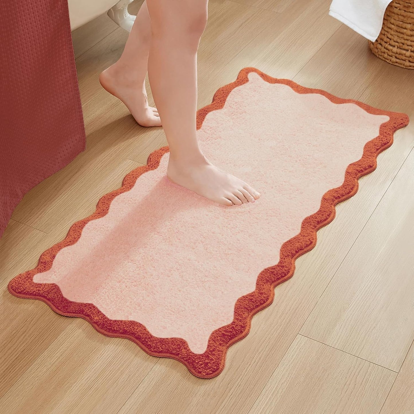 MONDAY MOOSE Bath Mat with Scalloped Wavy Ripple Design